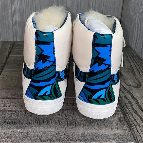 Coach Sheep Sherling Pointy Toe High Top Sneakers - Picture 4 of 8